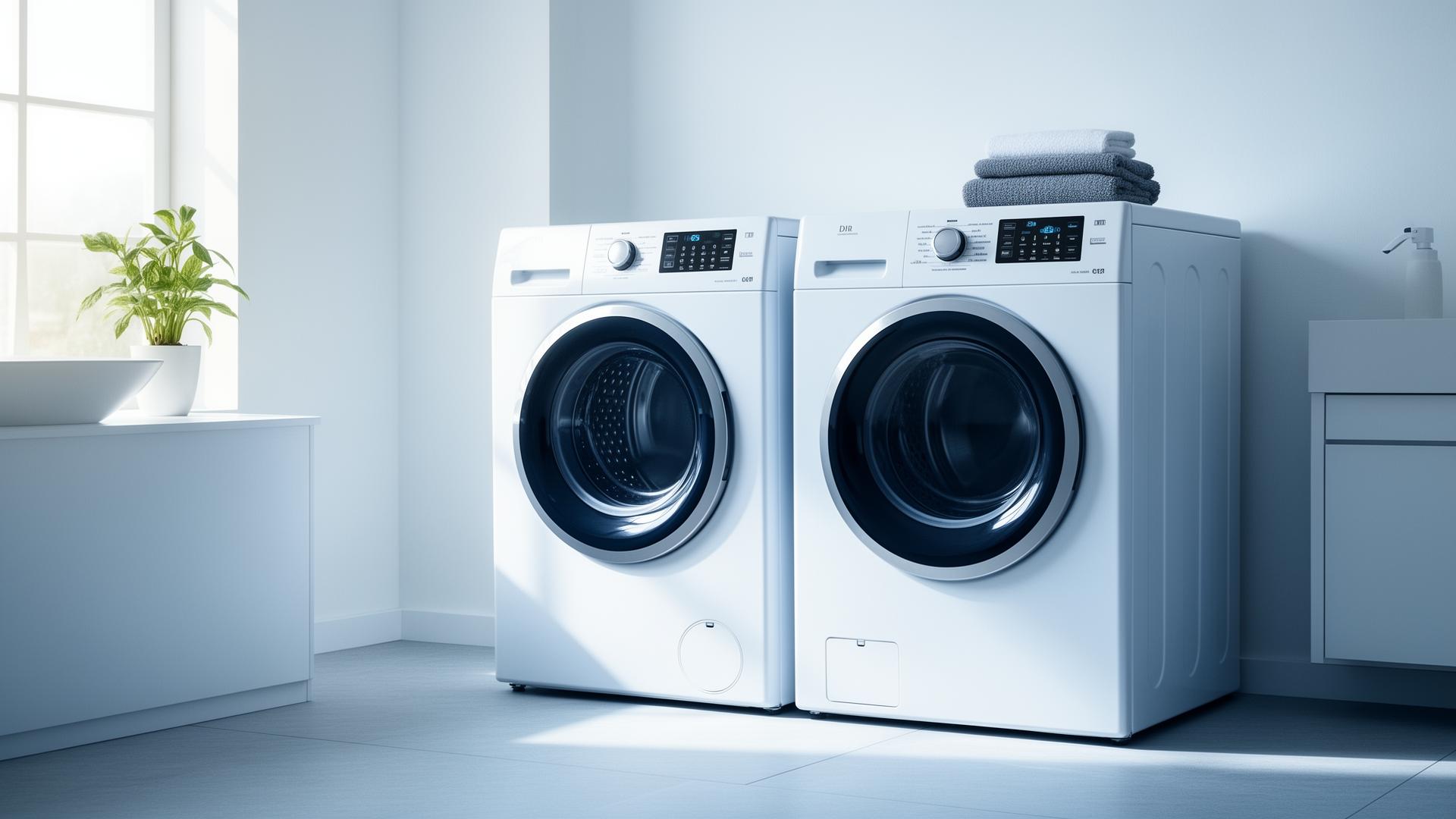 Modern washer and dryer set in a clean laundry room